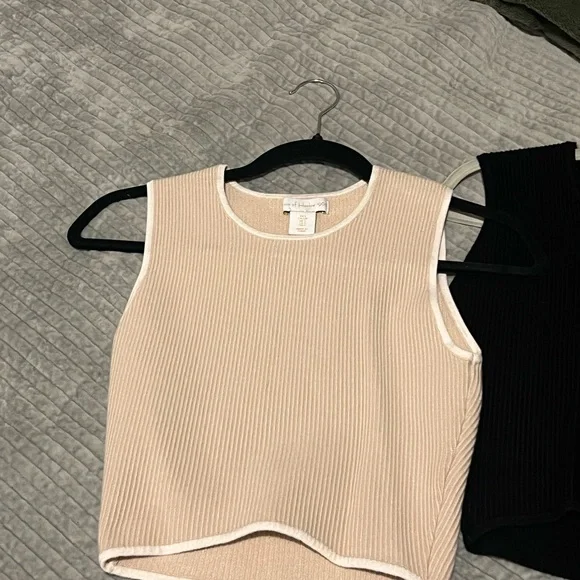 House of Harlow 1960 Ribbed Crop Tank - Black & Cream - Picture 2 of 5